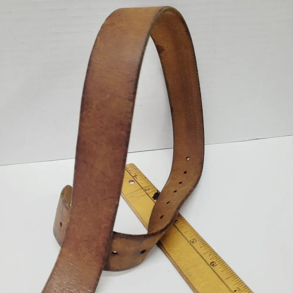 Rare VTG Belt & Buckle Duncan Laurie Solid Brass Leather Collectible Cross 1970